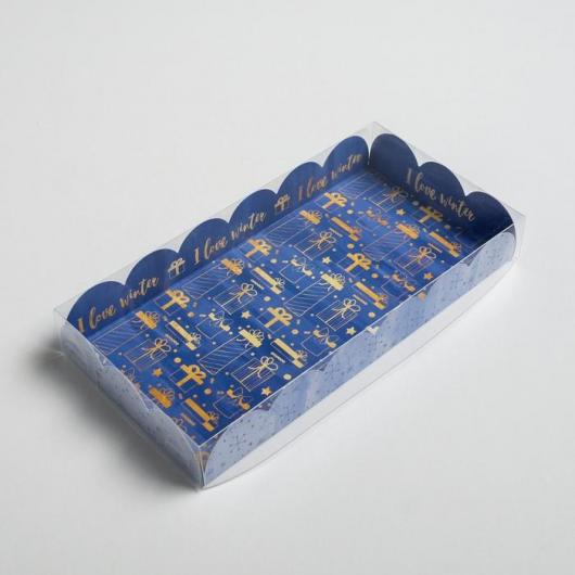Коробка для кондитерских изделий с PVC крышкой «Зимние радости», 21 х 10,5 х 3 см