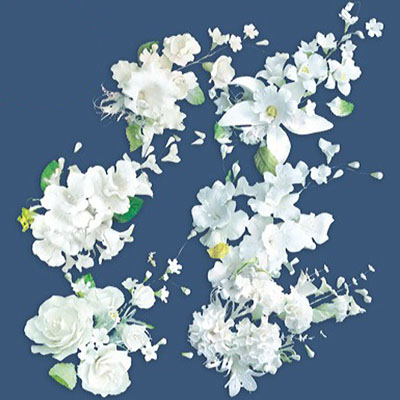 Цветочная ветка из сахарной мастики большая белая (в ассортименте)