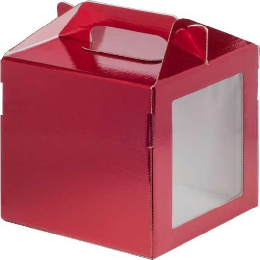 Коробка под пряничный домик 16*16*20 см красная 