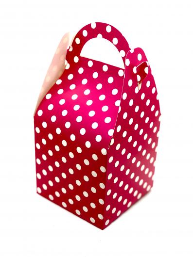 Коробка для сладостей малиновый горох 10/10/10 см