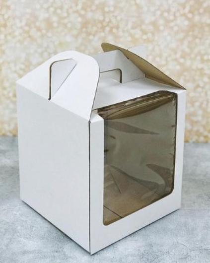 Коробка для кулича 18 см*18 см*20 см с ручками и окном 