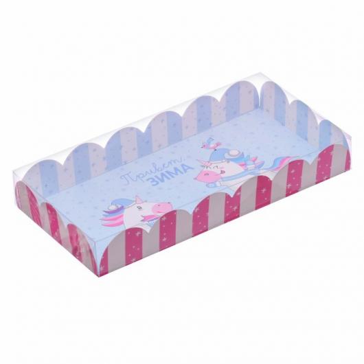 Коробка для кондитерских изделий с PVC-крышкой «Привет, зима», 21 × 11 × 3 см