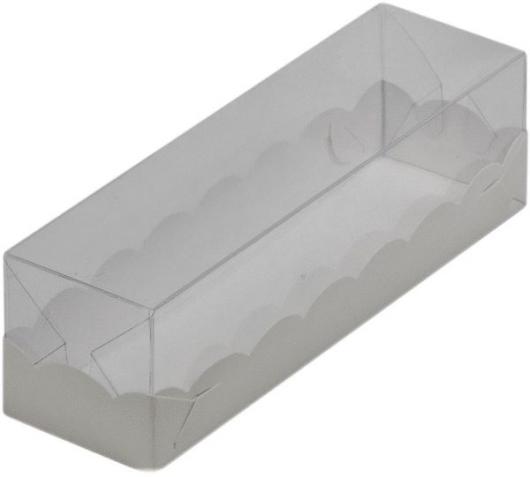 Коробка для макаронс на 6 шт 19 см*5,5 см*5,5 см белая с пластиковой крышкой