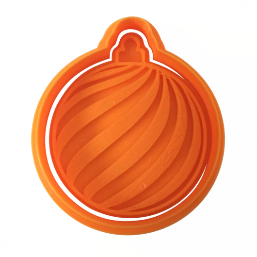 Вырубка с оттиском Елочная игрушка Шар полосатый 5,5*6 см