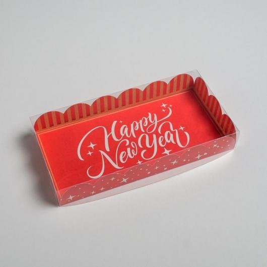 Коробка для кондитерских изделий с PVC крышкой «С праздником», 10.5 × 21 × 3 см