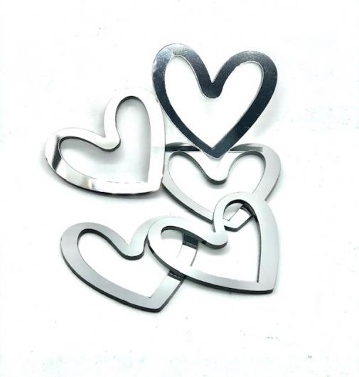 Сердечки серебро 5 шт, акрил