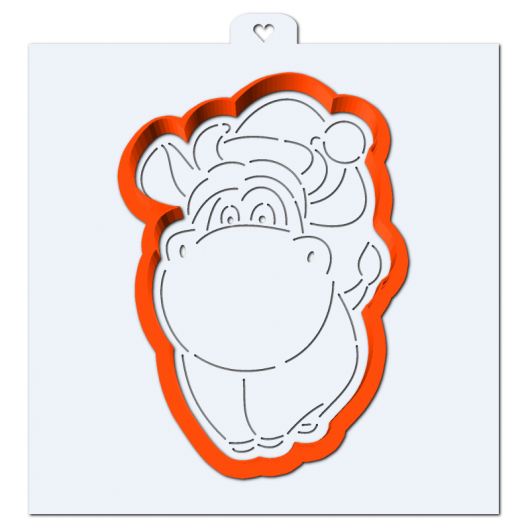 Вырубка с трафаретом Пухлый бык в шапочке 7*11 см