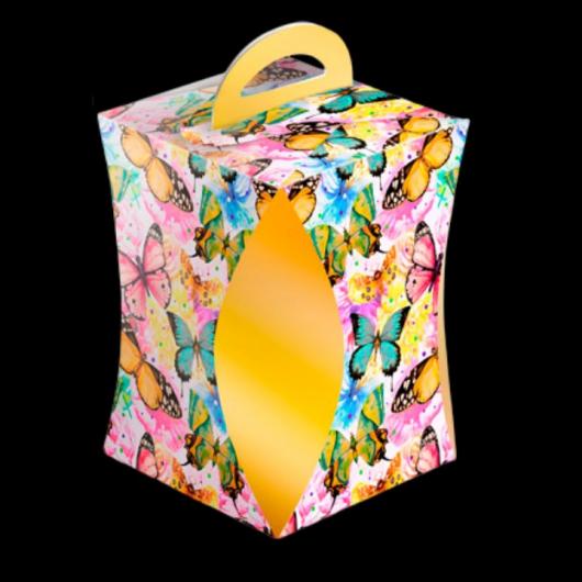 Коробка для кулича d124мм БАБОЧКИ ЦВЕТНЫЕ