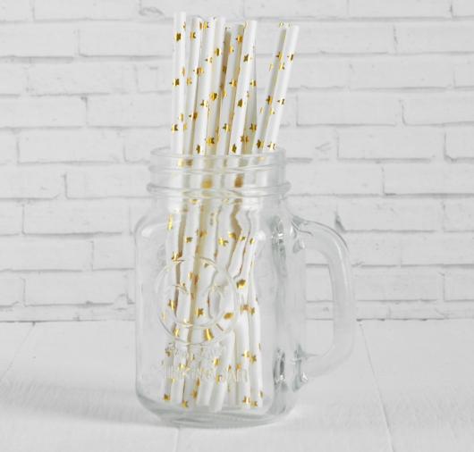 Трубочка для коктейля «Звёзды», набор 12 шт., цвет золотой