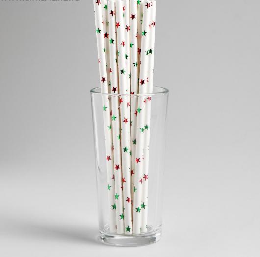 Трубочки для коктейля «Цветные звёзды», тиснение, набор 12 шт.