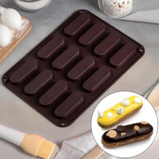 Форма для выпечки 28×21×1 см «Эклер», 12 ячеек (7,6×2,7×1 см)