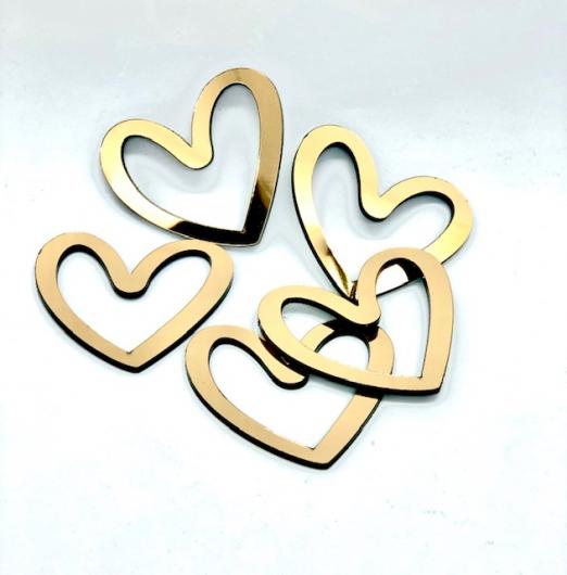 Сердечки золото 5 шт, акрил