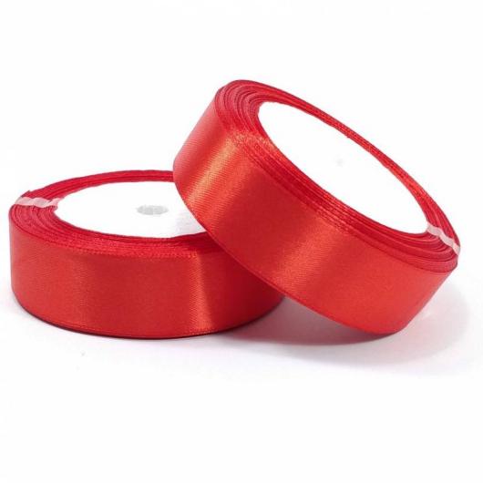 Лента атласная 2,5 см алая 057
