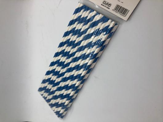 Набор палочек бумажных синяя полоса 25 шт 