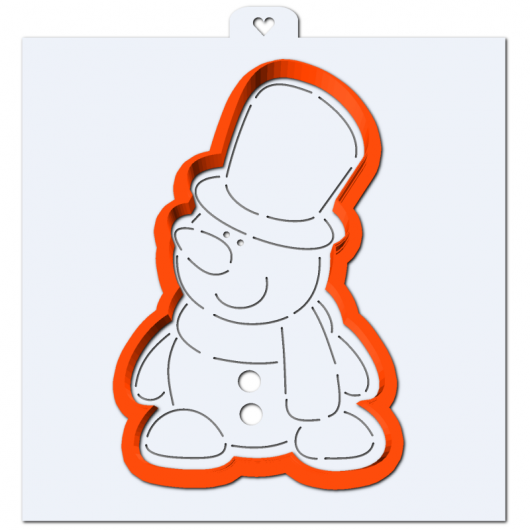 Вырубка с трафаретом Снеговик в шляпе 7*11,5 см