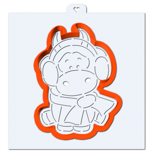 Вырубка с трафаретом Коровка в наушниках 8*11 см