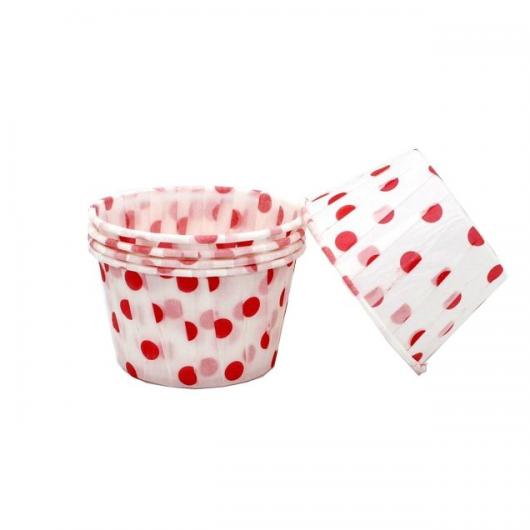 Капсулы капкейк 100 шт белый/красный горох