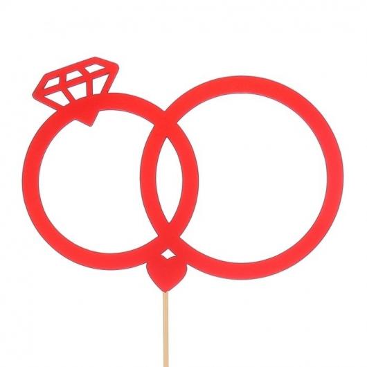 Топпер «Свадебные кольца», красный, 12,5х10 см 