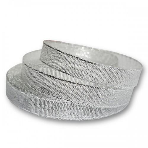 Лента парча 0,6 см серебро