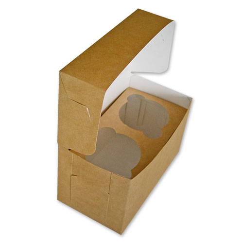 Коробка на 2 капкейка крафт 