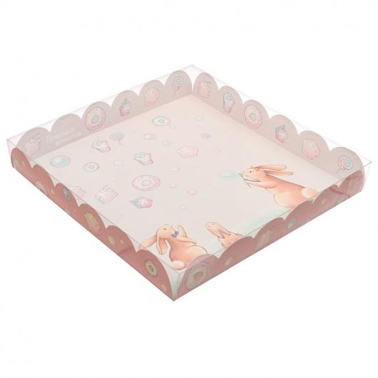 Коробка для кондитерских изделий с PVC-крышкой «Приятных моментов», 21 × 21 × 3 см 