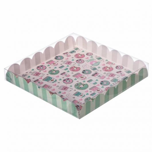 Коробка для кондитерских изделий с PVC-крышкой «Доброе утро!», 21 × 21 × 3 см 