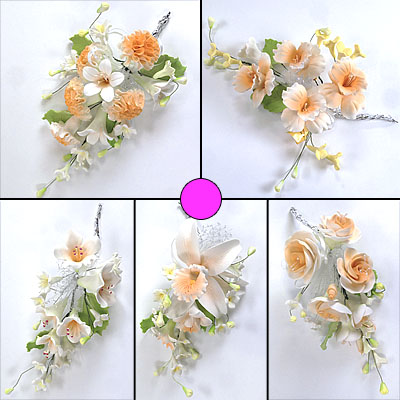 Цветочная ветка из сахарн.мастики Большая РОЗОВАЯ в ассортименте 16-18 см