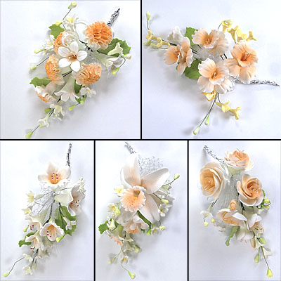 Цветочная ветка из сахарн.мастики Большая ПЕРСИКОВАЯ в ассортименте 16-18 см