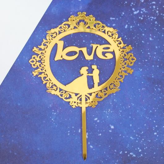 Топпер Love акрил, цвет золото 