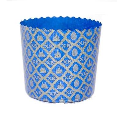 Форма бумажная для кулича d110, h85мм СИНИЙ ФОН ХВ 300г