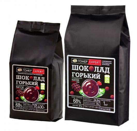 Шоколад Томер Эксперт горький 68% без сахара 400г