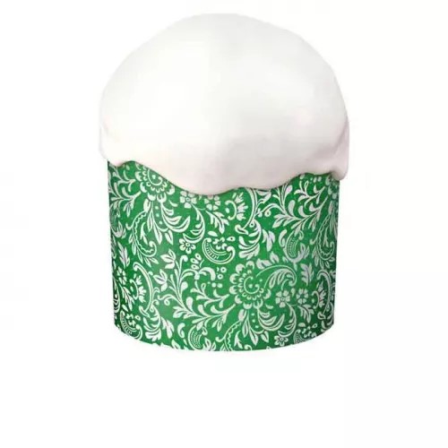 Форма бумажная для кулича d124, h90мм ФЛОРА ЗЕЛЕНАЯ 450г