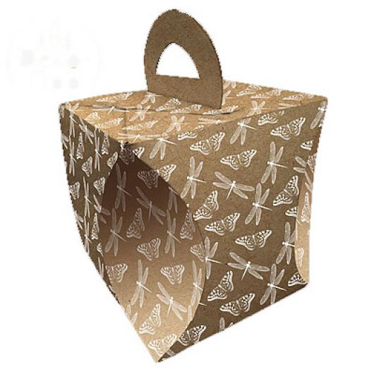 Коробка для кулича d124мм высота 160 мм СТРЕКОЗЫ И БАБОЧКИ