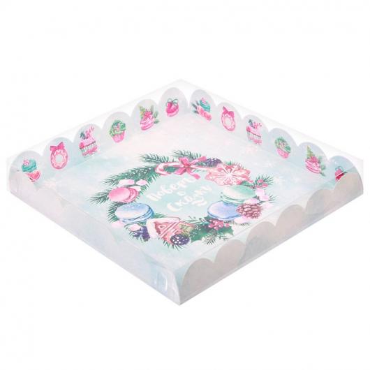 Коробка для кондитерских изделий с PVC крышкой «Поверь в сказку», 21 х 21 х 3 см