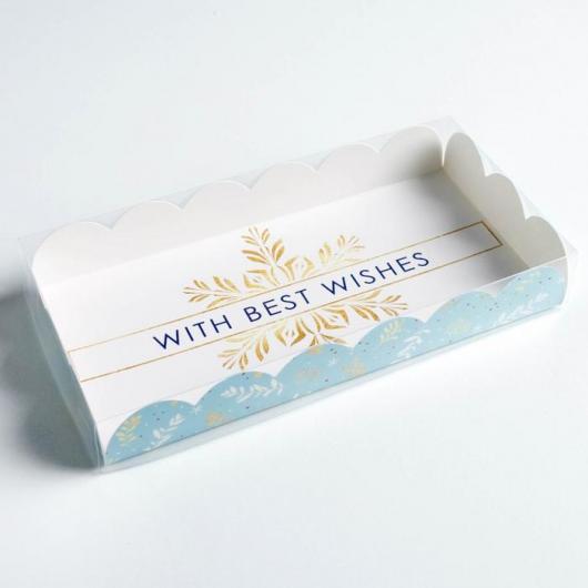 Коробка для кондитерских изделий с PVC крышкой With best wishes, 10.5 × 21 × 3 см